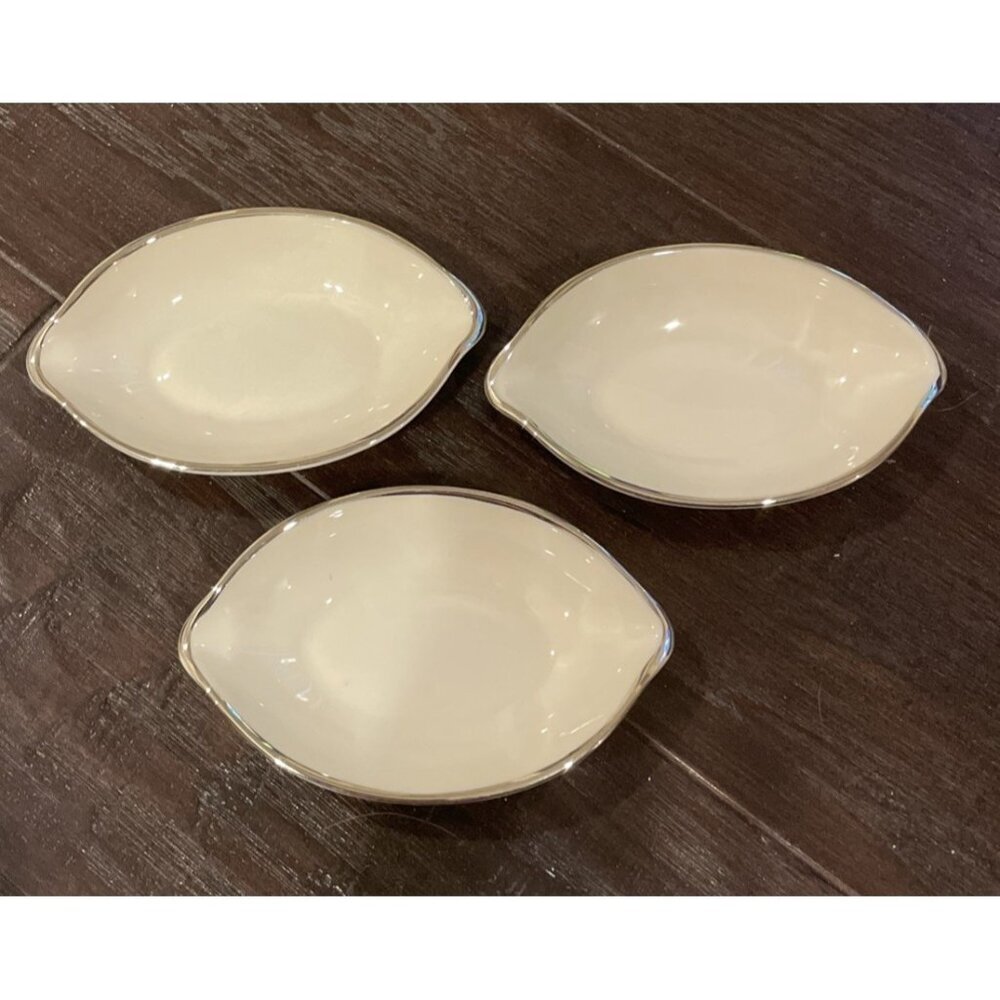 Lenox Olympia Platinum X 303P 4 Inch Ashtray‎ USA Vintage Set Of 3 MCM